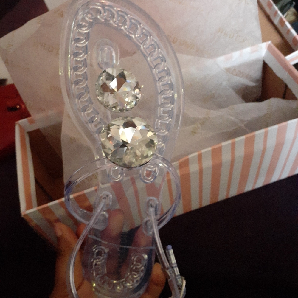 Clear Rhinestone Jelly Sandals - Picture 2 of 3